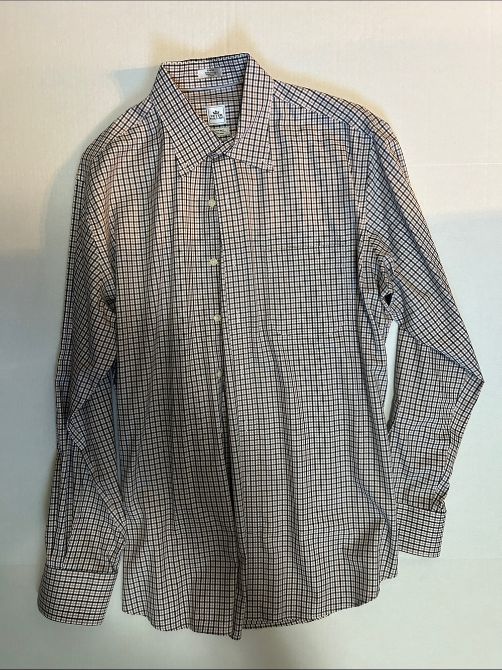 Peter Millar White and Navy Checked Dress Shirt